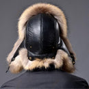 Hunting with Fur Ear Flaps Men's Russian Hat Winter Trapper Hat Bomber Hat