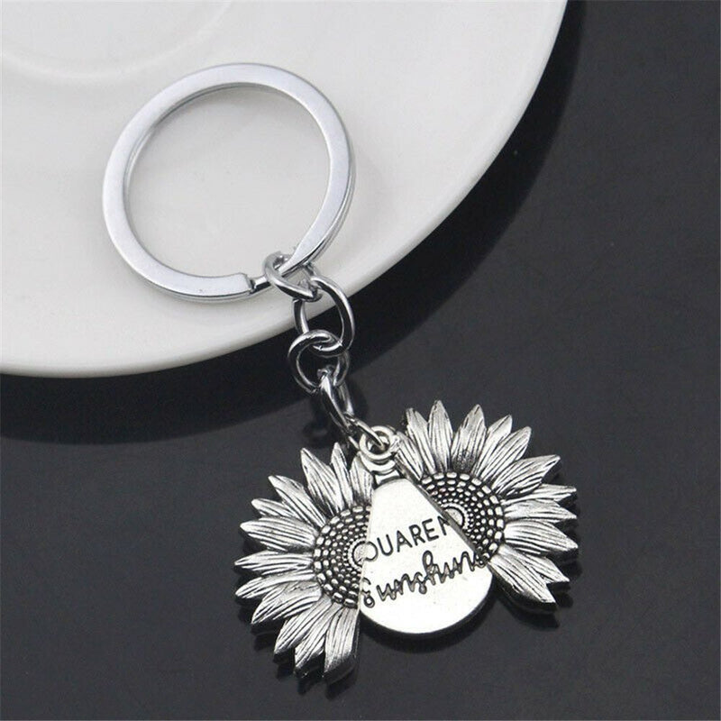 Women Fashion Flower Car Keyring You Are My Sunshine Pendant Sunflower Keychain