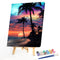 DIY Seaside Sunset Oil Paint by Numbers Drawing on Canvas Pictures Home Decor