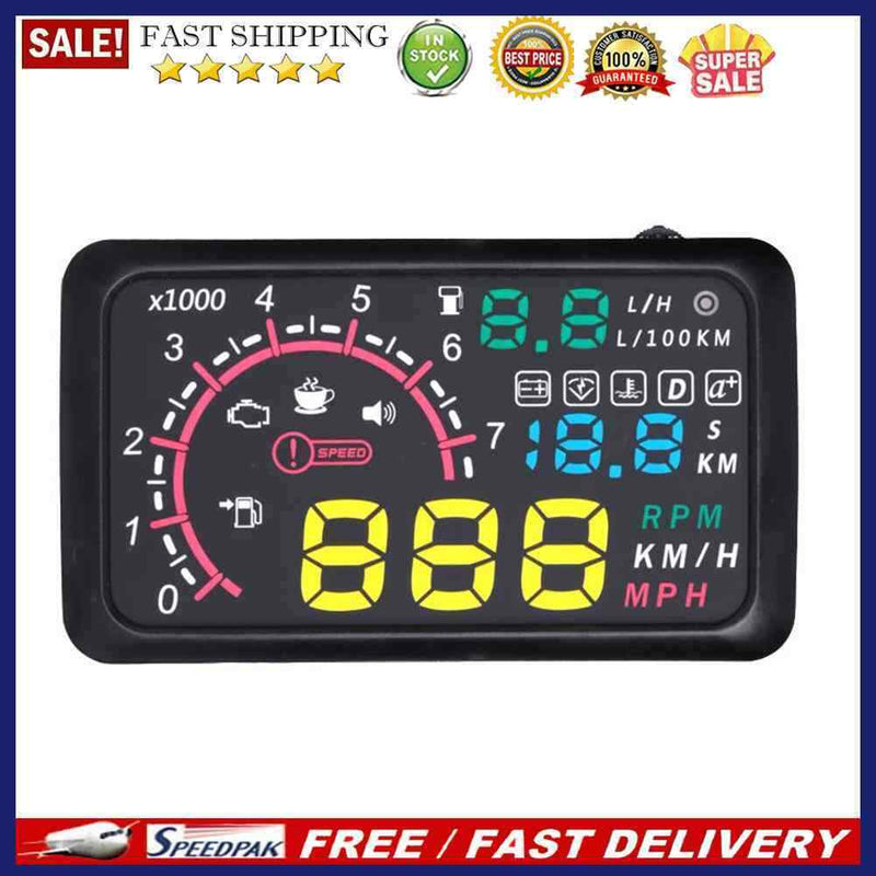 W02 HUD Auto Head Up Display Film 5.5Inch Windshield OBD2 Car Speed Display