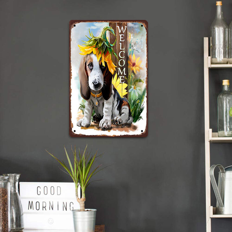 Welcome Dog Retro Metal Plate Tin Sign for Bar Pub Club Cafe Wall Art (2)