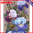 Iris Flowers Colouring Oil Canvas Picture DIY Hand Painted Paint By Numbers Kit