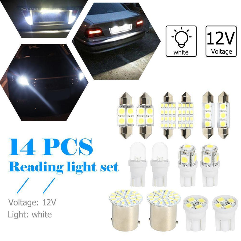 14Pcs LED Interior Package Kit For T10 36mm Map Dome License Plate Lights Newly