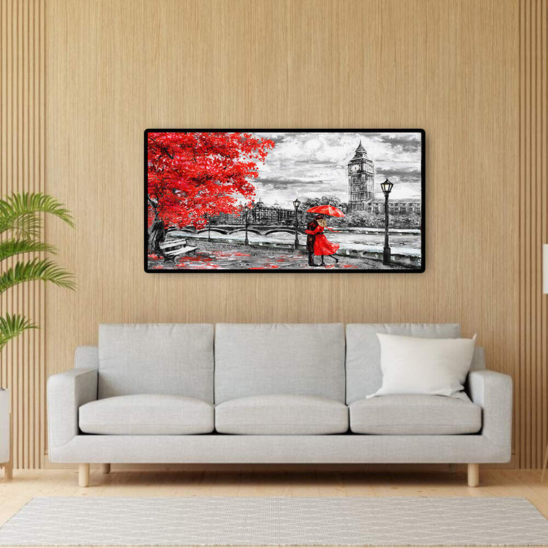 Nordic Couple Kissing Oil Painting Living Room Decorative Picture Wall Artw