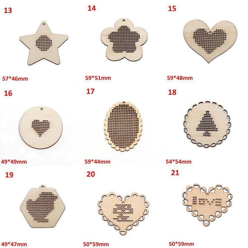 DIY Crafts Wood Wooden Cross Stitch Jewelry Pendant Embroidery Key Ring Making