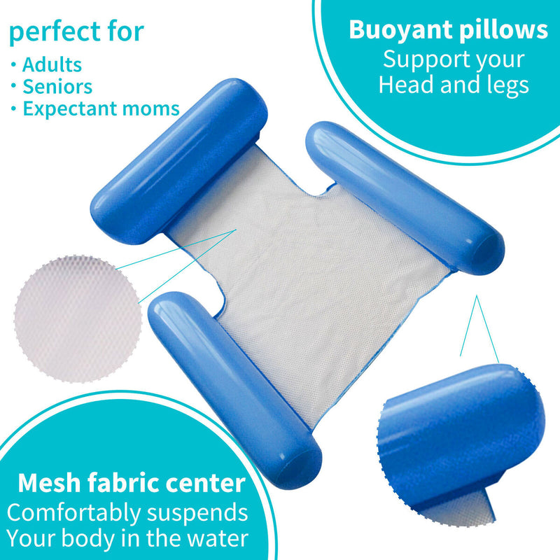 Water Inflatable Floating Net Chair/Swimming Pipes Net Pockets (Dark Blue) Newly