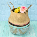 Decor Handmade Folding Belly Basket Seagrass Woven Flower Basket Plant Pot Bag