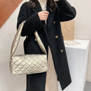 Women Nylon Shoulder Bag Design Space Padded Messenger Bag Solid Color Handbag