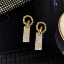 Wedding Square Crystal Earrings Luxury Earrings Bridal Jewelry Drop Earrings