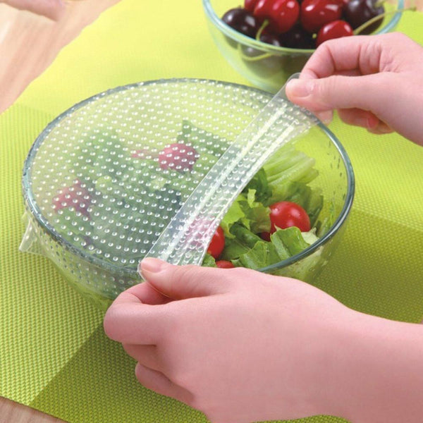 4X Set Reusable Silicon Wraps Cover Stretch and Fresh V5 2019 Kitchen Food S6X2