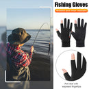 1 Pair Fishing Gloves Anti-slip 2 Fingers Cut Ice Silk Hand Protect (Black)