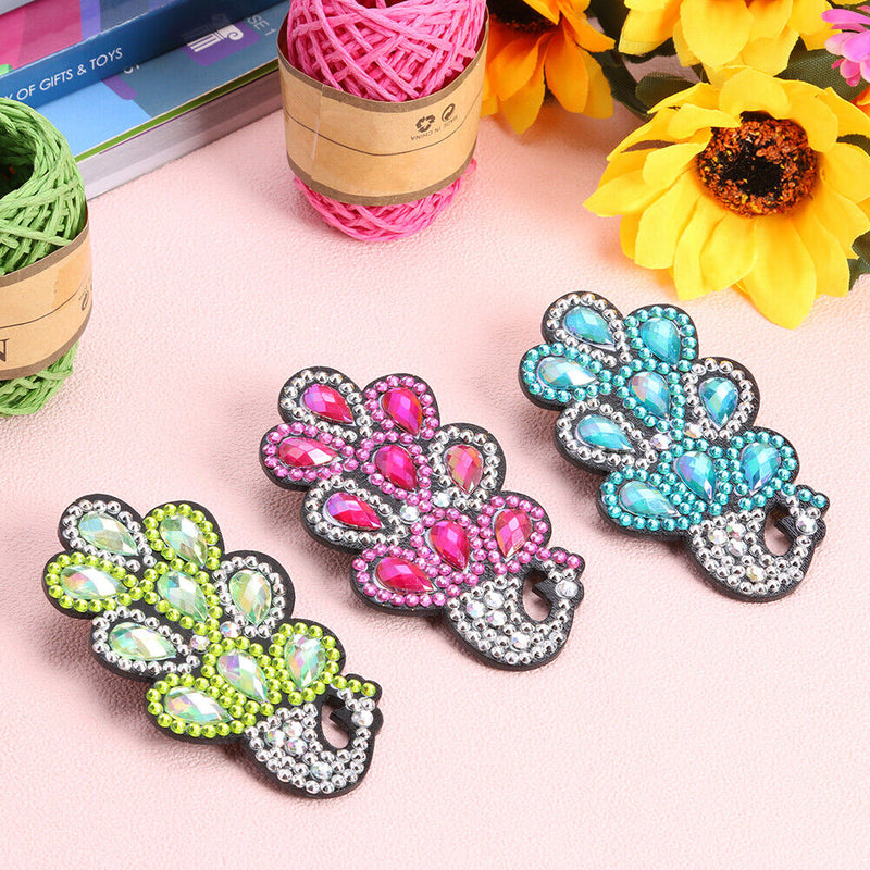 3pcs Peafowl DIY Full Drill Diamond Painting Hairpin Elegant Girls Hair Clips