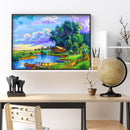 5D DIY Full Round Drill Diamond Painting Lake Scene Mosaic Rhinestone Draw