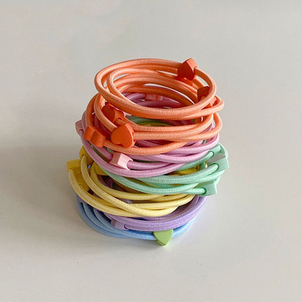 Elastic Band Women Girls Hair Rope Ponytail Holders Candy Color Heart Hair Tie