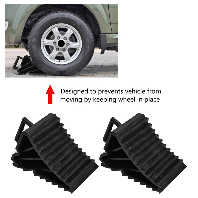 Rubber Wheel Chocks Blocks for Car Trailer Truck RV Camper with Handles 2 Pack