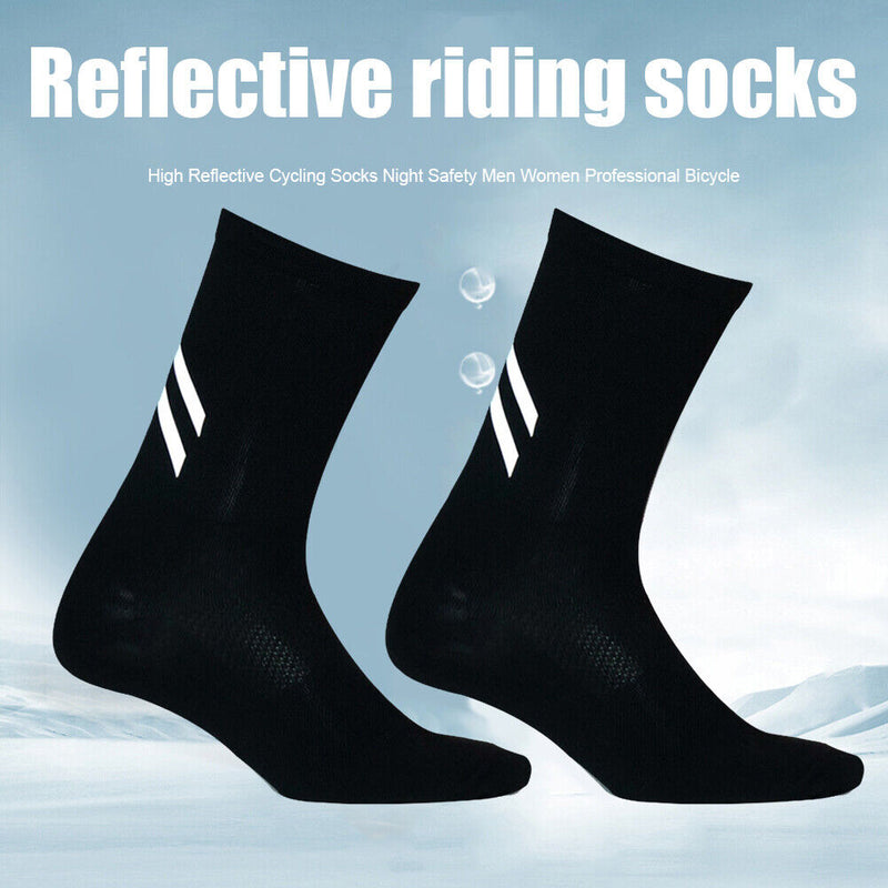 Outdoor Night Riding Running Reflective Lycra Socks Bicycle Fitness Sports So