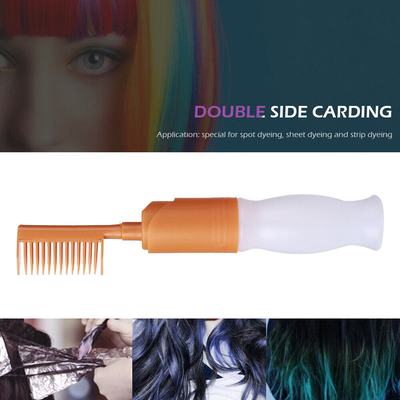 Portable Empty Hair Dye Applicator Brush Bottle with Comb Teeth Styling Tool