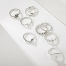 9pcs European Hollow Heart-Shape Simple Knuckle Ring for Women Valentine Jewelry