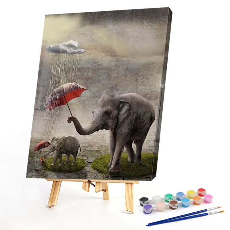 Frameless Painting By Numbers Elephants DIY Handmade Art Drawing On Canvas Craft