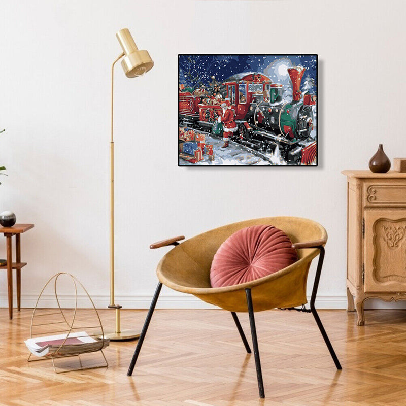 Hand Painted Artwork Frameless DIY Snowing Christmas Painting By Numbers Craft