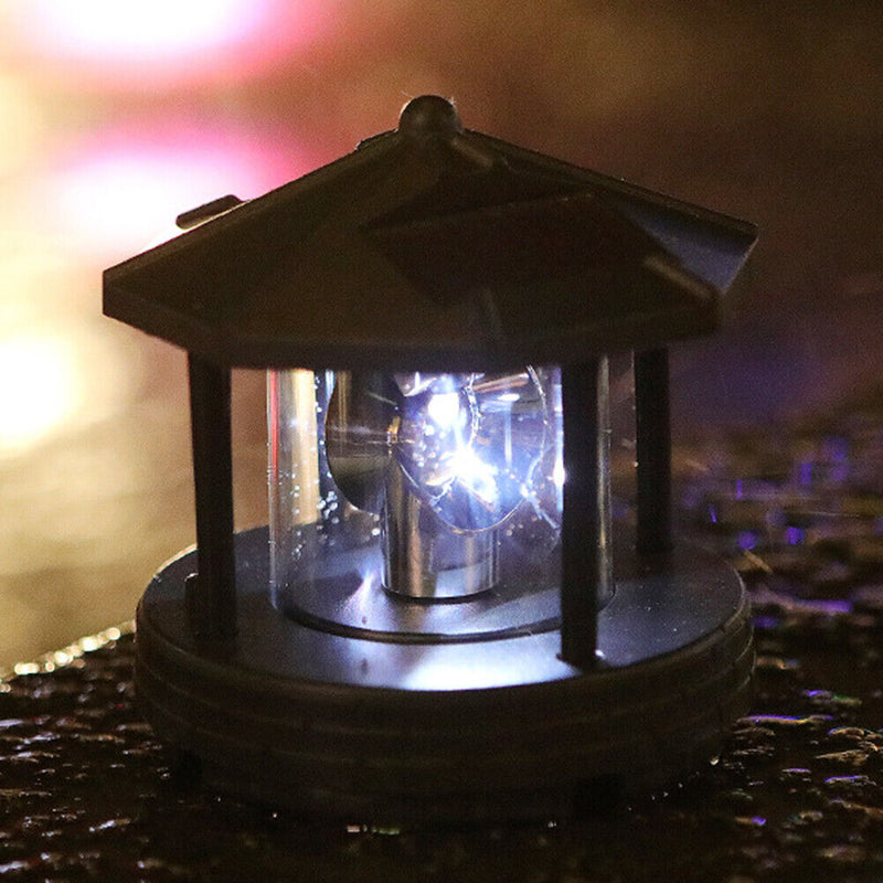Solar LED Light Rotating Lighthouse Landscape Lamp Garden Decoration (A) Newly