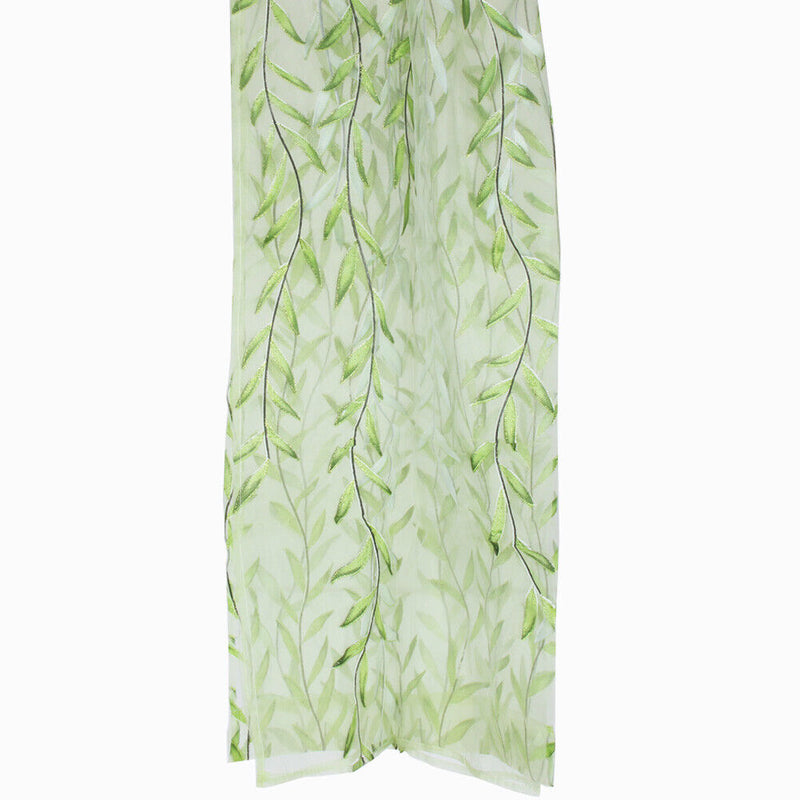 Chic Room Window Curtain Rose Pattern Sheer Voile Tulle Valances Green