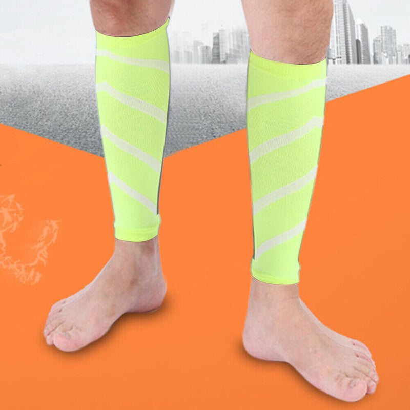 Leg Calf Shin Splints Support Running Athletics Compression Sleeves (Green)