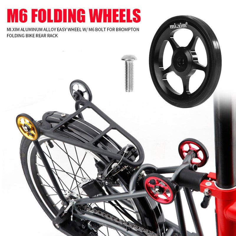 Mi.Xim Aluminum Easy Wheel with M6 Bolt for Brompton Folding Bike (Black) Newly