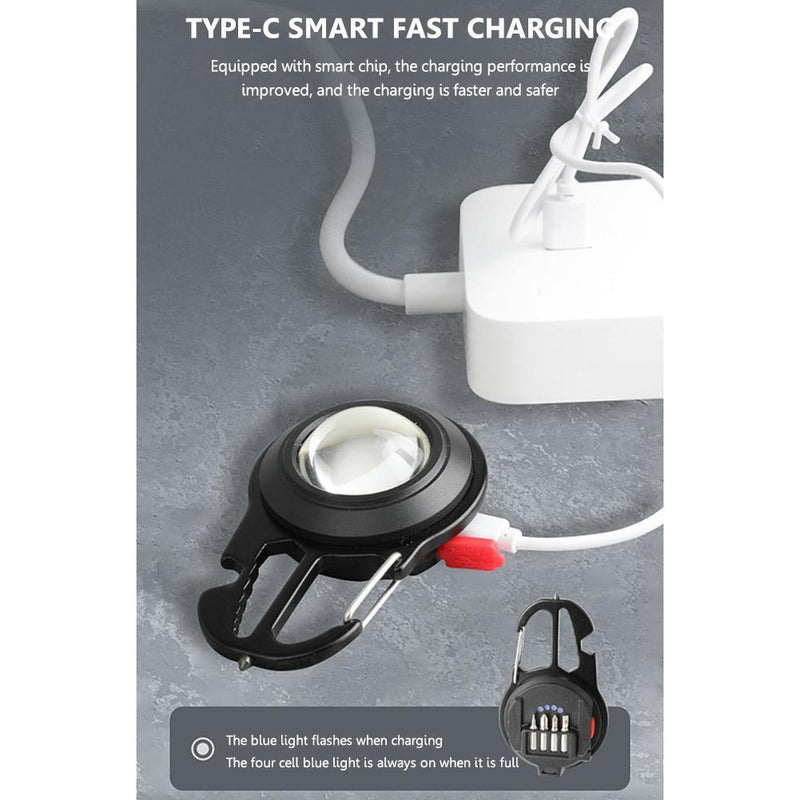 Mini LED COB Keychain Flashlight Emergency Work Light Corkscrew+ Tripod (B)