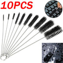 10pcs Nylon Tube Straw Brushes Set Glasses Keyboards Cleaning Brush (Black)