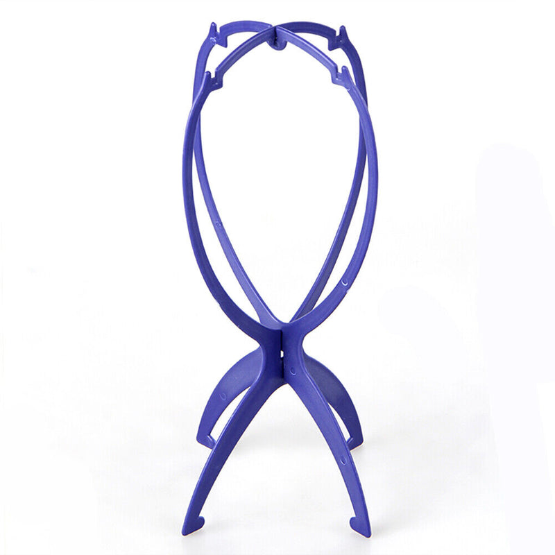 Plastic Folding Stable Durable Wig Hair Cap Display Holder Stand Tool Blue