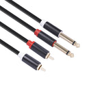 Mixer Audio Cable 2RCA Male to Dual 6.35 Male Stereo Aux Splitter Cable Newly