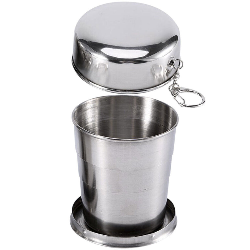Stainless Steel Foldable Cup Outdoor Camping Travel Portable Teacup (250ml)