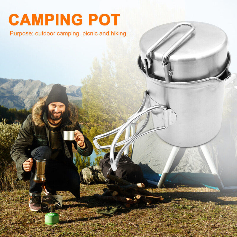 2pcs/Set Foldable Portable Camping Cooking Kettle+Storage Bag Outdoor Pots Newly