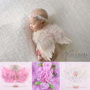 Baby Feather Flowers Photograph Props Outfits Angel Wings + Headband Set