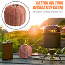 Rattan Outdoor Gas Cylinder Cover Camping Cook Gas Tank Protector (Coffee) Newly