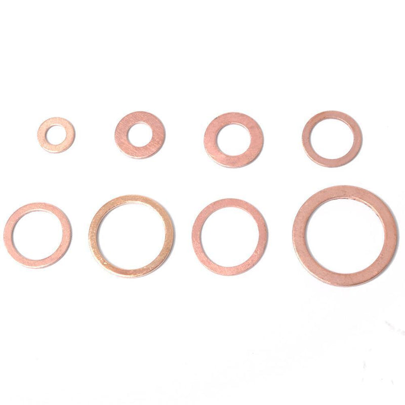 80pcs Assorted Copper Washer Set Flat Ring Seal Assortment Kit with Box Newly