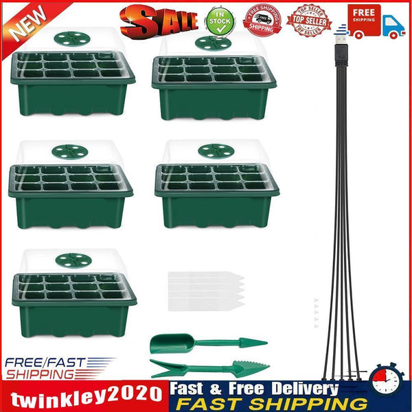 5pcs Seed Starter Trays with Grow Light Kit Adjustable temperature Newly