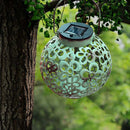 LED Solar Lantern Light Metal Hollow Lantern Hanging Lamp Garden Decor (D) Newly