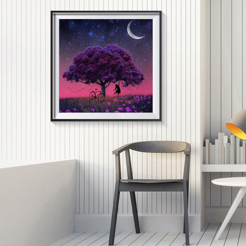 5D DIY Diamond Painting Tree Girl Full Round Drill Cross Stitch Home Decoration
