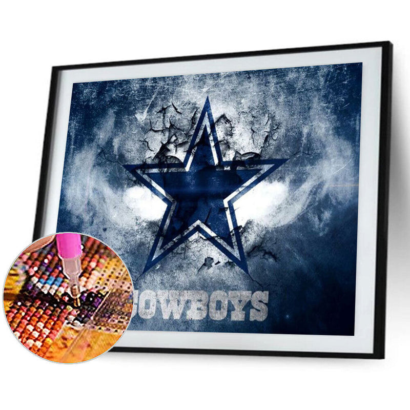 5D DIY Diamond Painting Kits Full Round Drill Cowboys Badge Mosaic Picture Craft