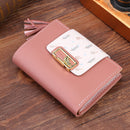 Tassels Women Short Wallet PU Leather Clutch Card Bag Female Purse (Pink)