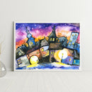 Village Night Drawing Frameless DIY Oil Paint by Number Canvas Decor (X954)