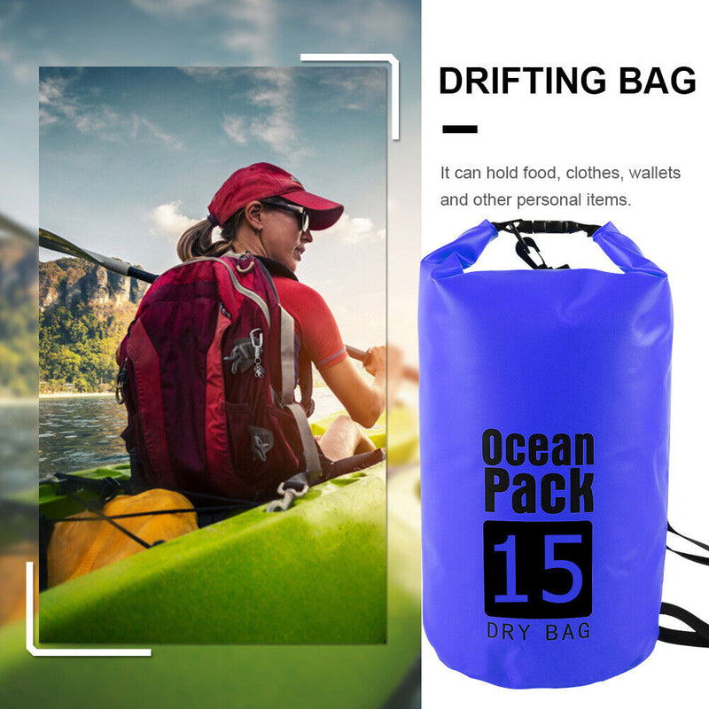Waterproof Dry Bag Pack Sack Swimming Kayaking Trekking (15L Dark Blue)