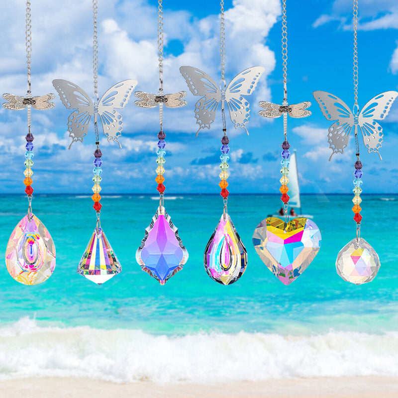 Crystal Ornament 6pcs Crystal Window Hanging Decoration - Dragonfly / Butterfly
