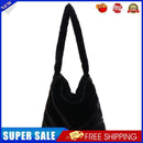 Women Faux Fur Solid Color Handbags Large Capacity Shoulder Bags (Black)