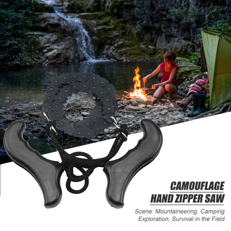 Pocket Hand Chainsaw Survival Camping Hiking Wood Cutting Chain Saw (Black)