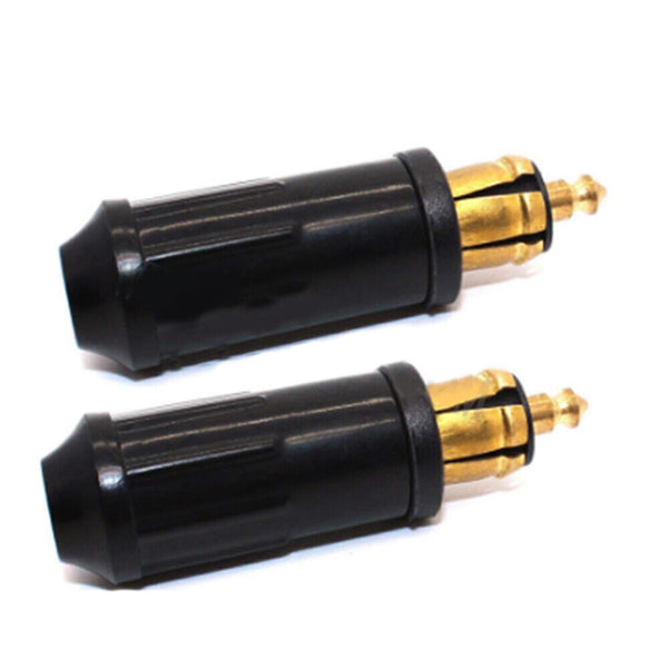 2 Pcs Black DIY 12v Cigarette Lighter Adapter European Type Male Plug  Connector