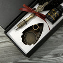 Retro Calligraphy Feather Dip Pen with 2 Nib Set Writing Gift Box (Black) Newly