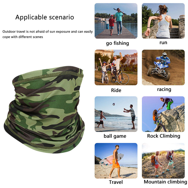 Cycling Neck Tube Scarf Ice Silk Running Bandana (Army Green Camouflage) Newly